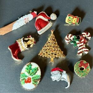80s Christmas Brooch Pin Lot